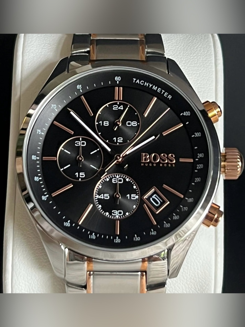 HB1513473 - Hugo Boss Men’s Grand Prix Black Dial Chronograph Watch